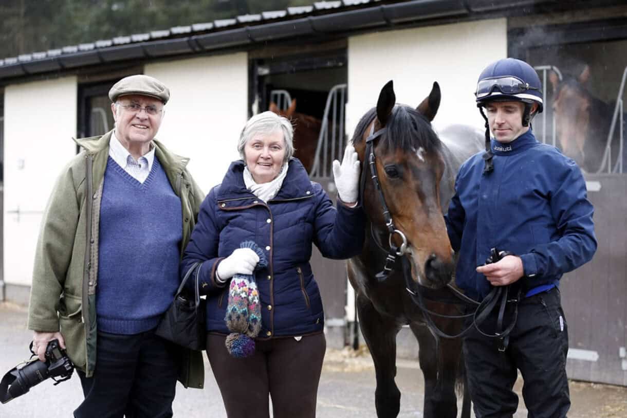 Hambleton Racing owners meeting their new horse at Kevin Ryan's yard.