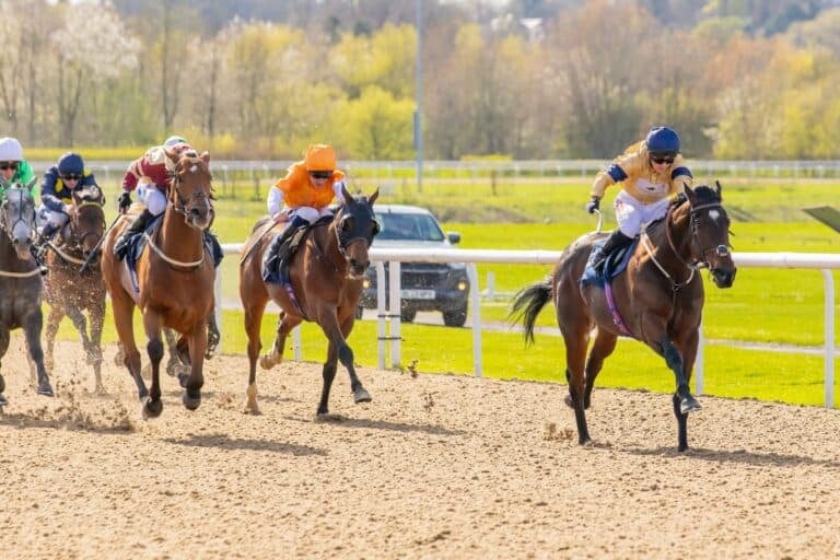 Hollie Doyle wins aboard Elements Of Fire at Wolverhampton racecourse.