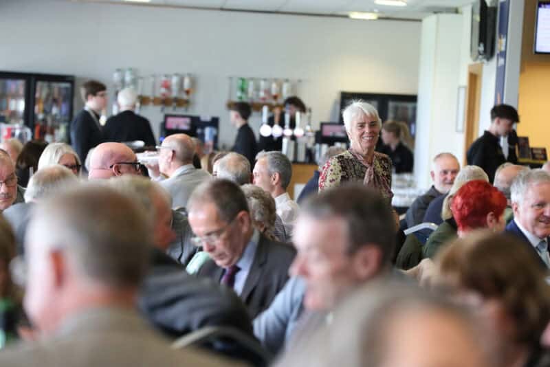 An owner makes her way through the box at Doncaster Owners Day