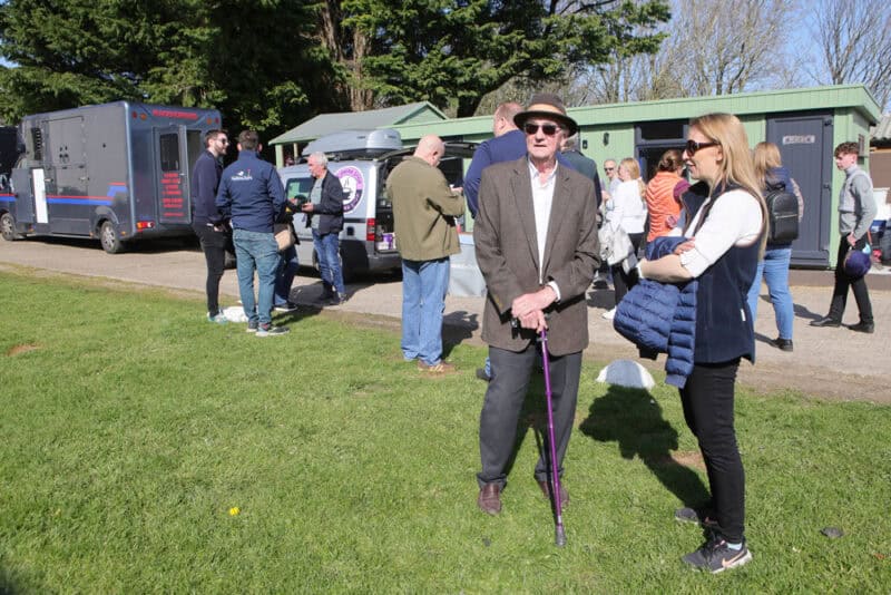 Outdoor horse racing event with Hambleton Racing owners at Karl Burke's yard.