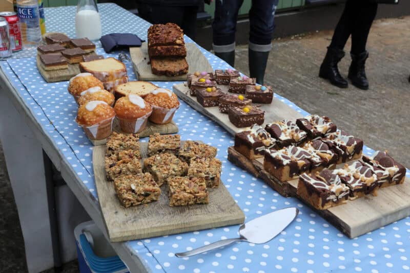 A selection of cakes on offer at a Hambleton Racing stables event