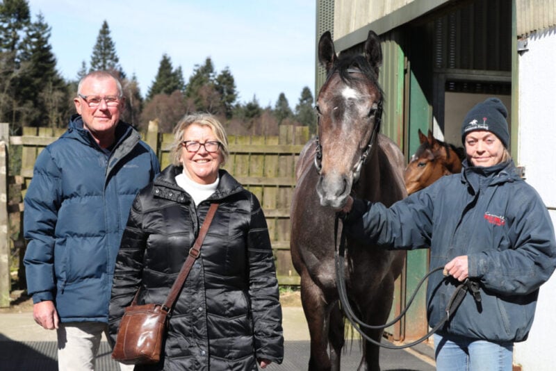 Hambleton Racing owners with their horse Sea Mirage at Kevin Ryan's yard