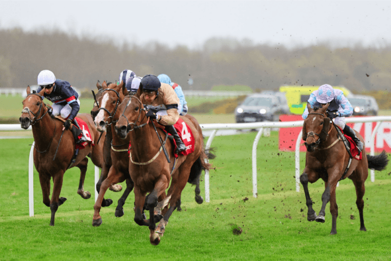 Strength Of Spirit goes to the front at Musselburgh racecourse.