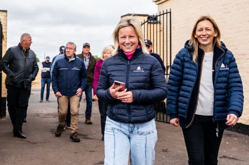 Some of the Hambleton Racing team at Tom Clove's stables in Newmarket