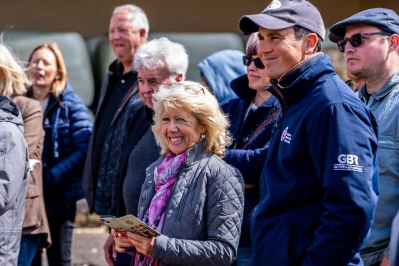 Tom Clover with owners at a Hambleton Racing event.